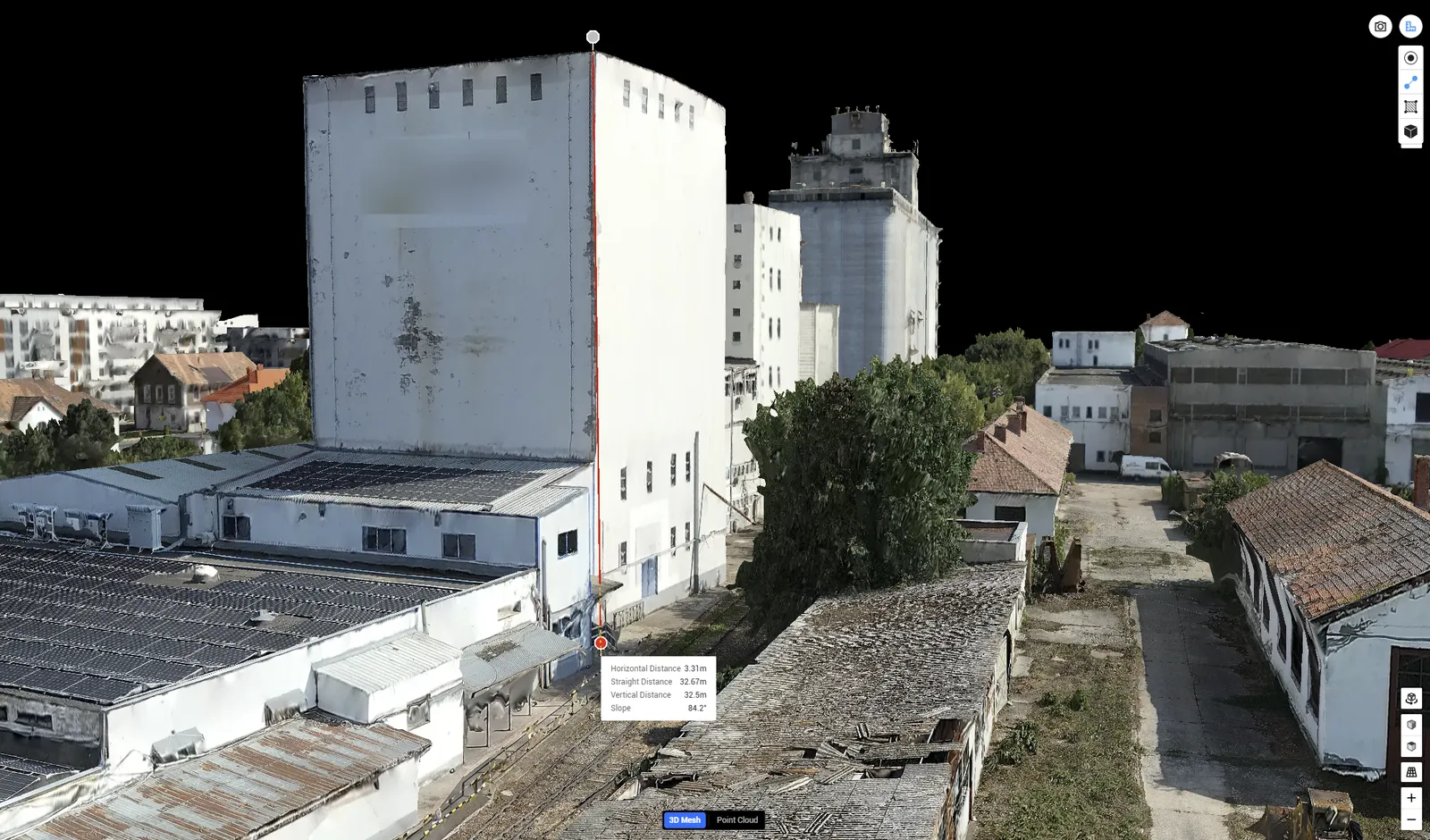 Măsurarea înălțimii unei clădiri direct pe modelul 3D: 32,5 m pe verticală